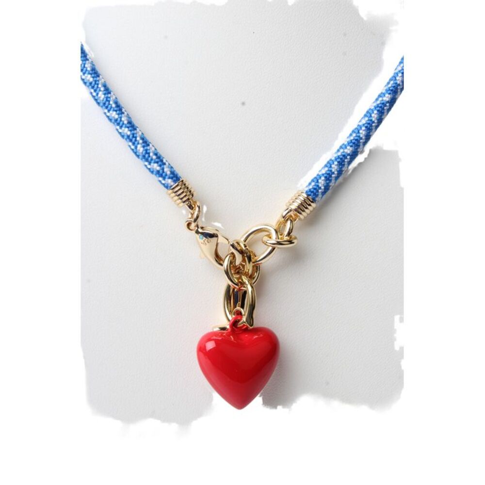 Roxanne Assoulin Womens Gold Tone Red Paracord Happy Cord Charm Necklace 17"